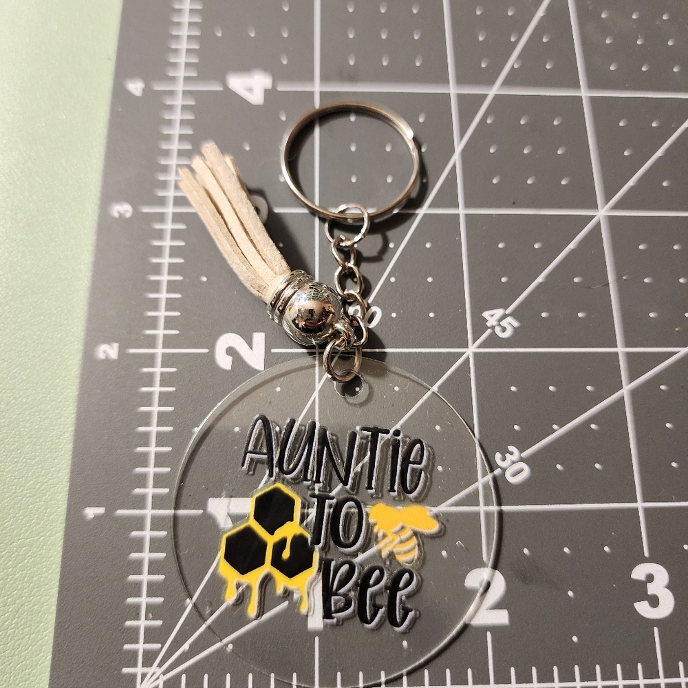 Auntie to Bee Keychain with Tassel